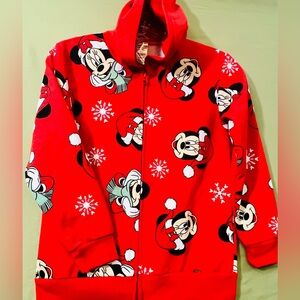 NEW Disney Minnie Mouse Christmas Winter Hoodie Jacket Girl's Kids Size S 7/8